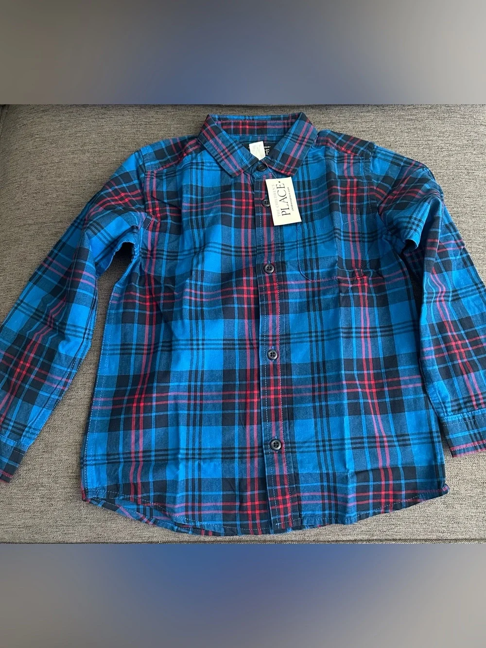 The Children's Place Navy, Blue & Red Plaid Button-Down Shirt